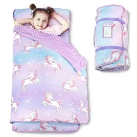 B0cmh5j686 Beavtaens Toddler Nap Mat With Pillow And Minky Blanket Large 55 Inch X35 Sleeping