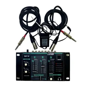 Tiny-10 Bst Tiny 10 Mini Scratch Mixer Turntable Dj Way Crossfader W Xlr Male Mic Cables