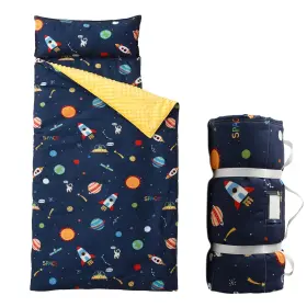 Bunnikins & Clover B0d1q6rs76 And Toddler Nap Mat With Removable Pillow Minky Blanket Roll U