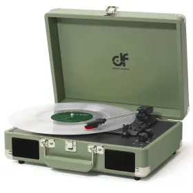 Danfi Audio Df Te-001d Vinyl Record Player 3 Speed Portable Suitcase With Treble And Bas