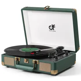 Te-2021 Danfi Audio Df Vintage Dark Green Suitcase Record Player 3-speed Portable Turntable With Bui