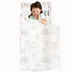 Jumpoff Jo B0bk26rkm8 Kids Nap Mat With Removable Pillow And Ultra Soft Blanket - Rainbow Dash