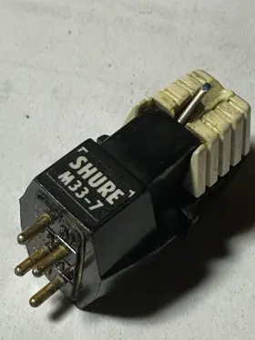 Shure M33-7 Phono Cartridge With Original Blue Stylus Vintage Turntable Cart