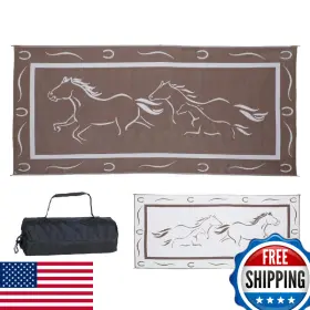 Stylish Camping B017wh3k78 Gh8187 Brown/white 8 X 18 Galloping Horses Mat 1 Pack