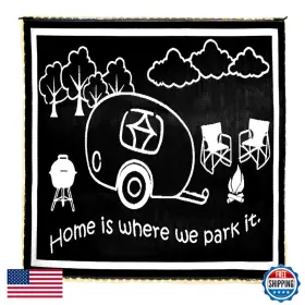 Stylish Camping B08x9xwr62 Led Illuminated Border Rv Home Mat 8-feet X 18-feet Black/white