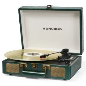 Tanlanin Te-2026 Vintage 3-speed Bluetooth Portable Usb Suitcase Record Player With Built-in S