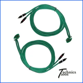 1210 Technics1200s.com 607052996697 6 Ft Pair Green Technics 1200 6ft Rca Rcas - Neutrik Gold Internal Gnd