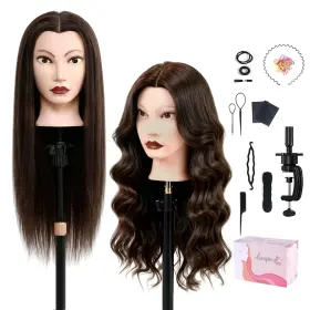 Topdirect B0fszr2n1w Mannequin Head With 80% Human Hair 26in Chestnut Brown Cosmetology Manikin