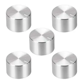 Uxcell A19091600ux0562 5pcs Potentiometer Knob Knurled Shaft Silver Tone 20mmx13mm