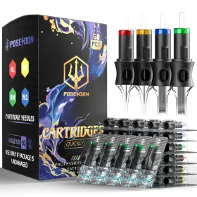 Vidattx 763312195795 Poseidon 50pcs Tattoo Cartridge Needles Assorted 50pcs-#12rl Mix Silver