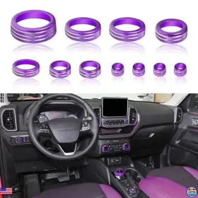 B22005 Visit The Senshine Store 11-pc Purple Aluminum Alloy Knob Covers Set For 2021-2024 Ford Bronco Sport