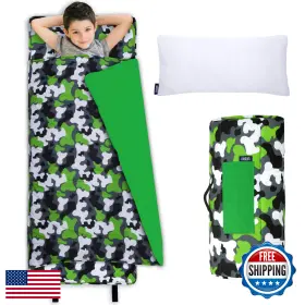 B003f1fewa Wildkin Kids Original Nap Mat With Pillow School/travel Sleep - Camo Green
