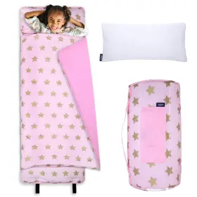 B07dx4ccmp Wildkin Kids Original Nap Mat With Pillow - Pink Gold Stars School/travel