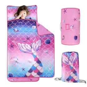 B0cfqxtcwn Wowelife Mermaid Toddler Nap Mat With Pillow Sleeping Bag For Girls Pr