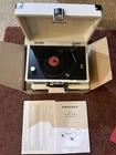 Crosley 3" Record Player Model: CR8050A-TN Modified To 4 Tiny Vinyls Open. Price: $200.00.