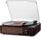Vinyl Record Player Turntable With Built-in Bluetooth Receiver & 2 Brown New. Price: $100.29.