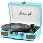 Retrolife R610 3 Speed Bluetooth Portable Suitcase Vinyl Record Player Open. Price: $59.99.