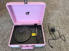 Vintage Pink Suitcase Record Player 3-SPEED Turntable With Bluetooth Usb MP3 New. Price: $60.00.